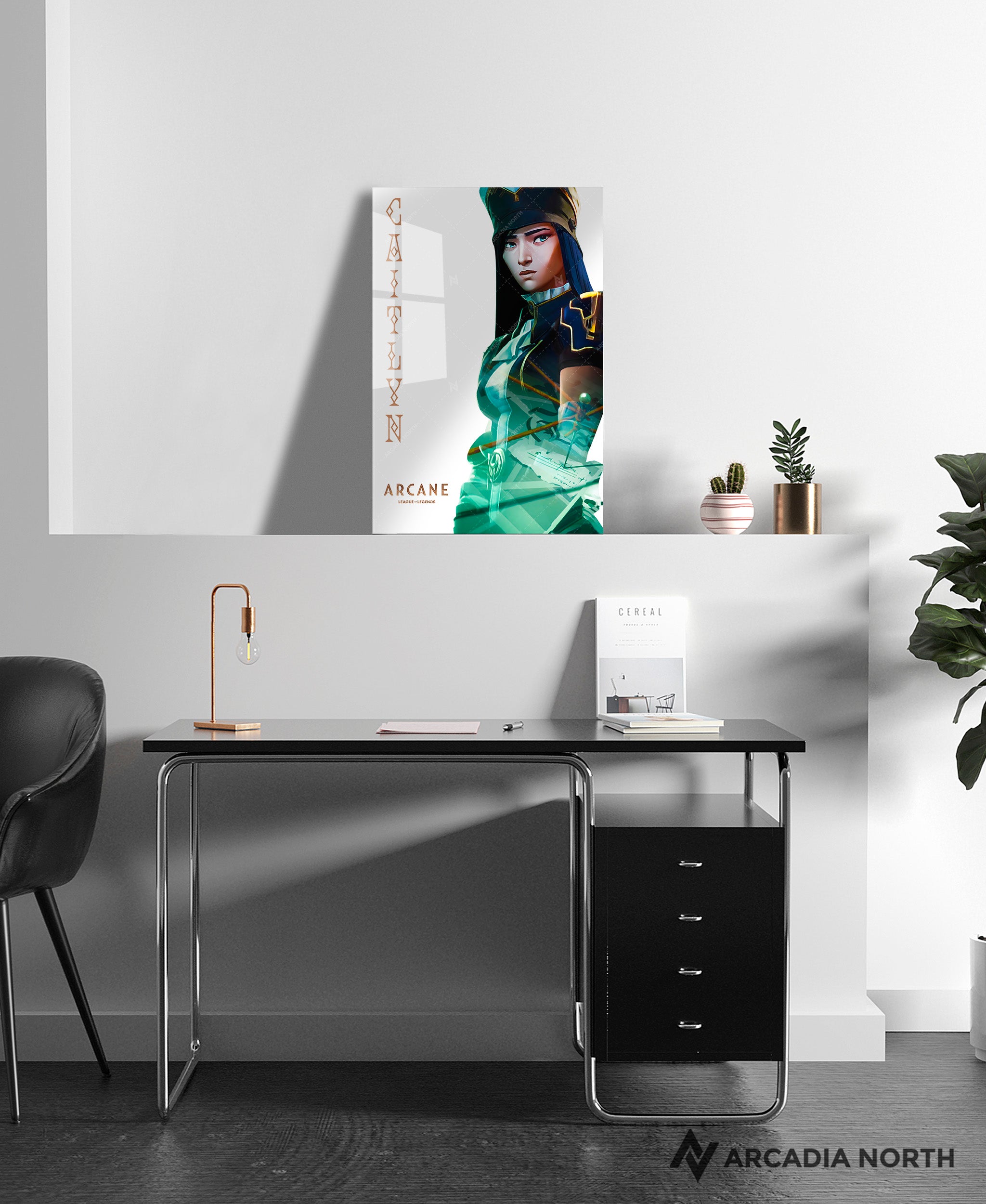 Arcane League of Legends gaming acrylic poster by Arcadia North. Caitlyn promotional poster. Acrylic wall art printed on acrylic.