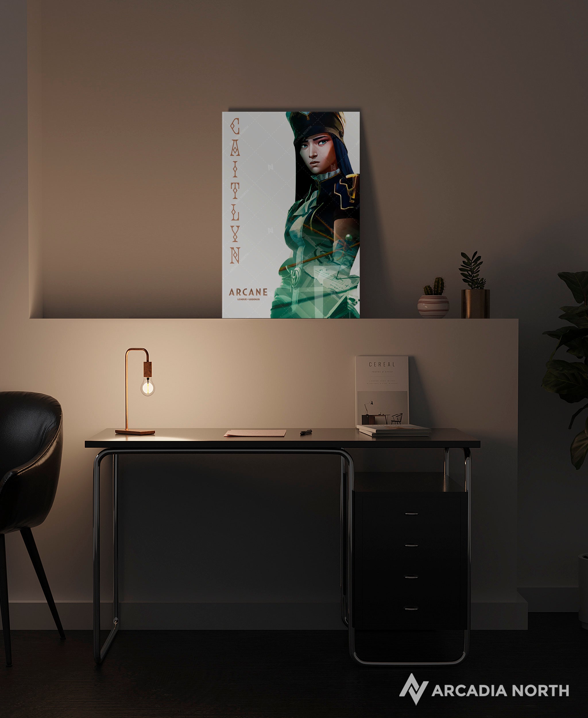 Arcane League of Legends gaming acrylic poster by Arcadia North. Caitlyn promotional poster. Acrylic wall art printed on acrylic.