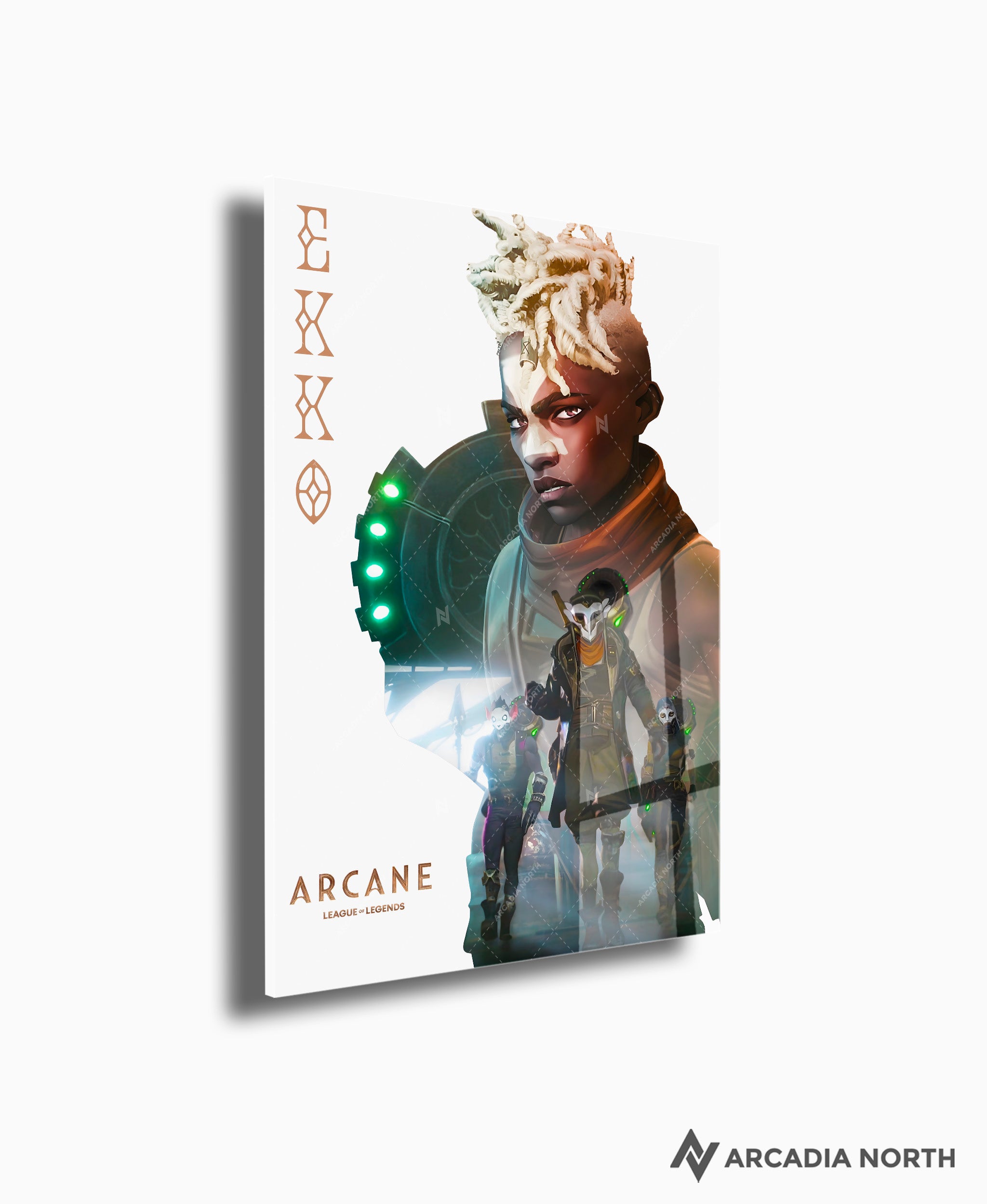 Arcane League of Legends gaming acrylic poster by Arcadia North. Ekko promotional poster. Acrylic wall art printed on acrylic.