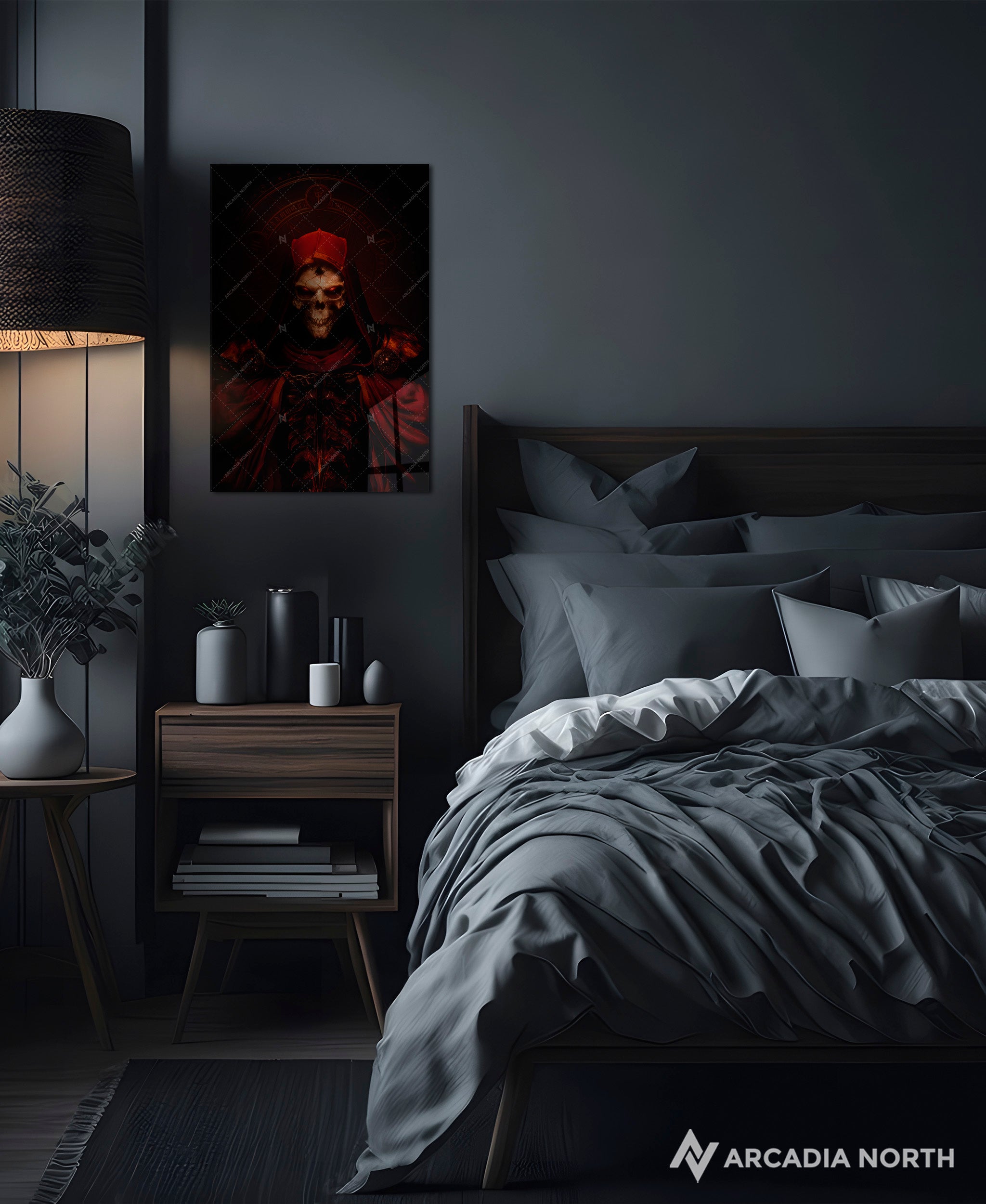 Diablo 2 gaming acrylic poster by Arcadia North. Diablo 2: Resurrected textless key art of the Dark Wanderer. Acrylic wall art printed on acrylic.