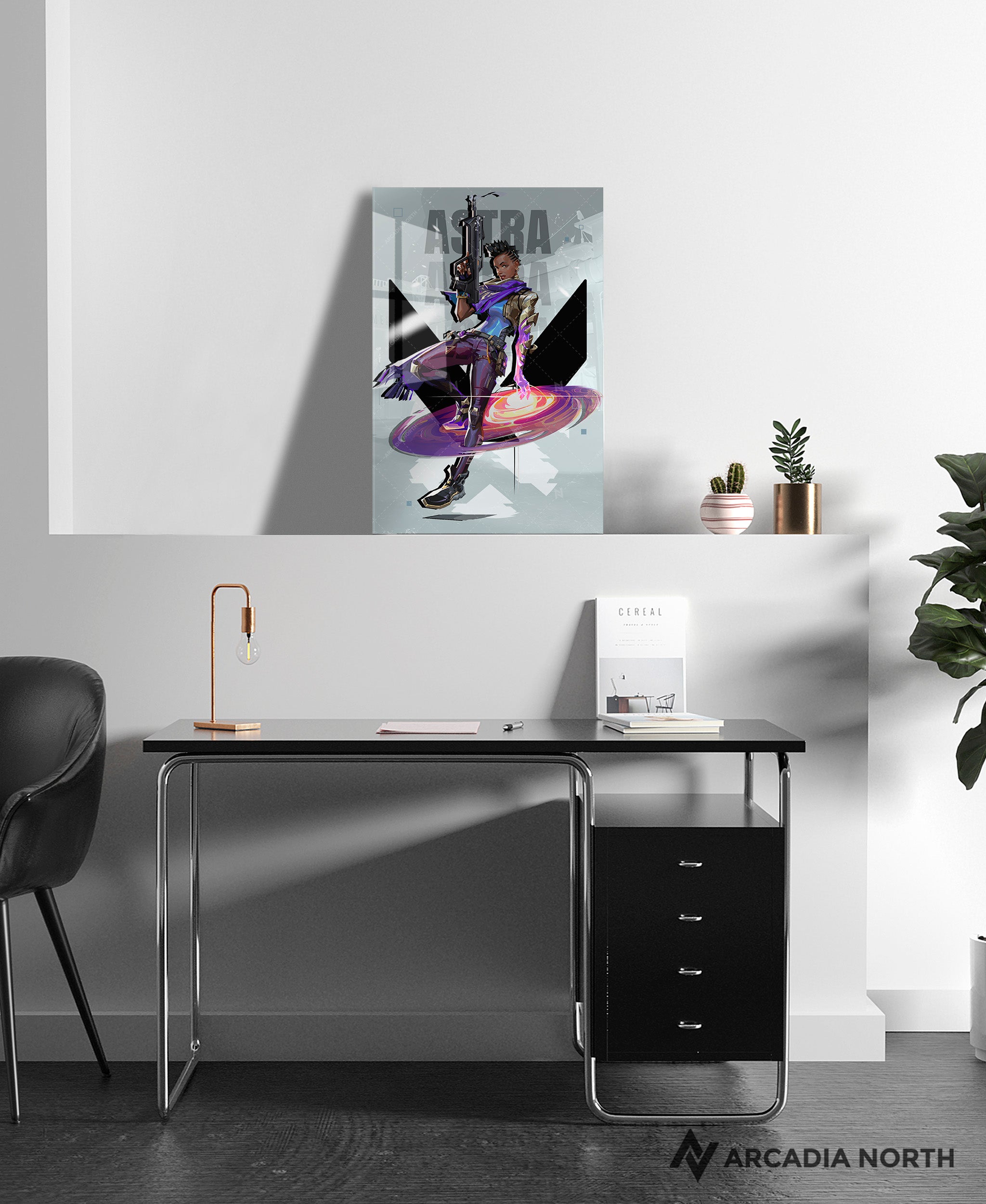 Valorant gaming acrylic poster by Arcadia North. Astra agent wallpaper on light/white background. Acrylic wall art printed on acrylic.