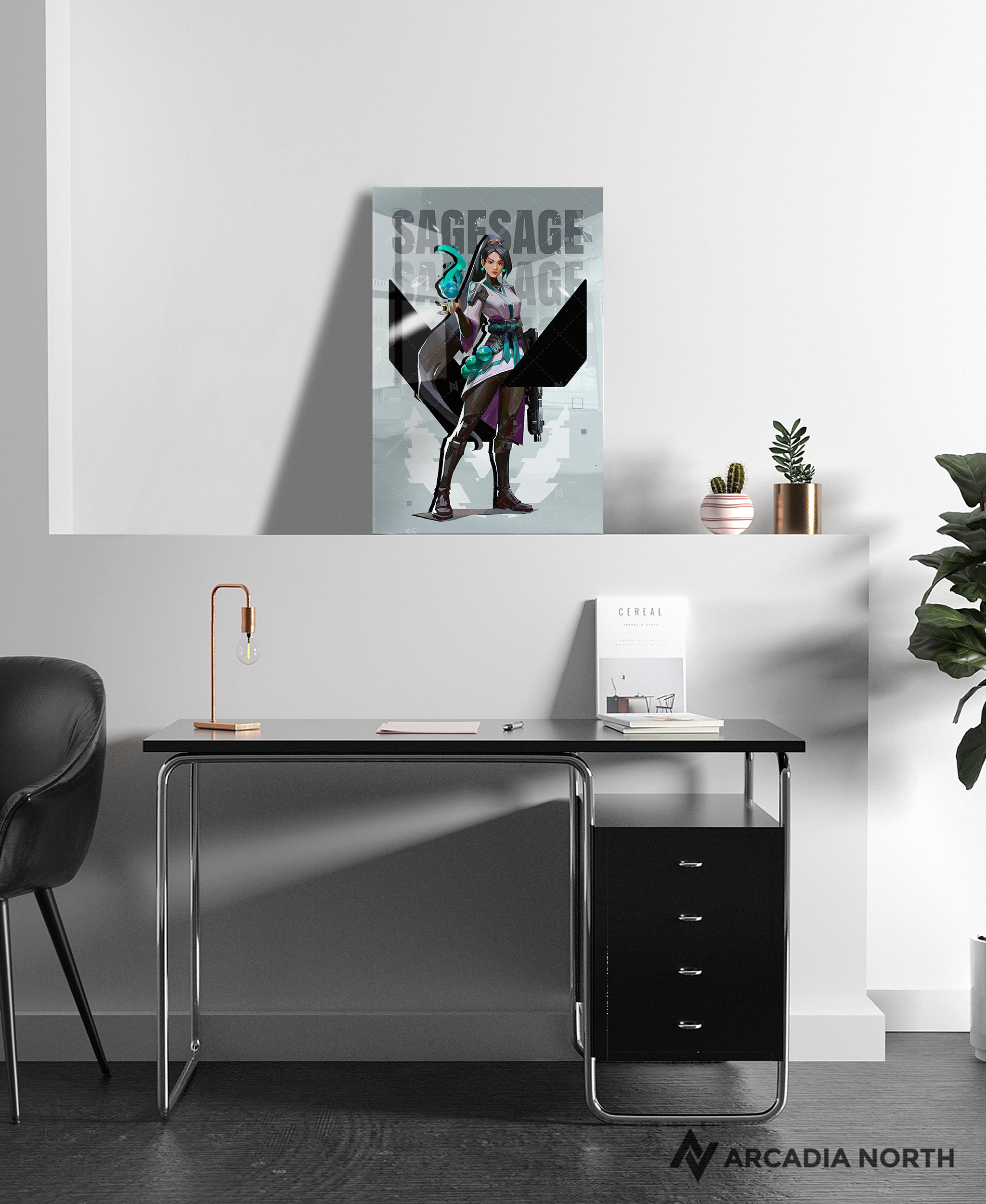 Valorant gaming acrylic poster by Arcadia North. Sage agent wallpaper on light/white background. Acrylic wall art printed on acrylic.