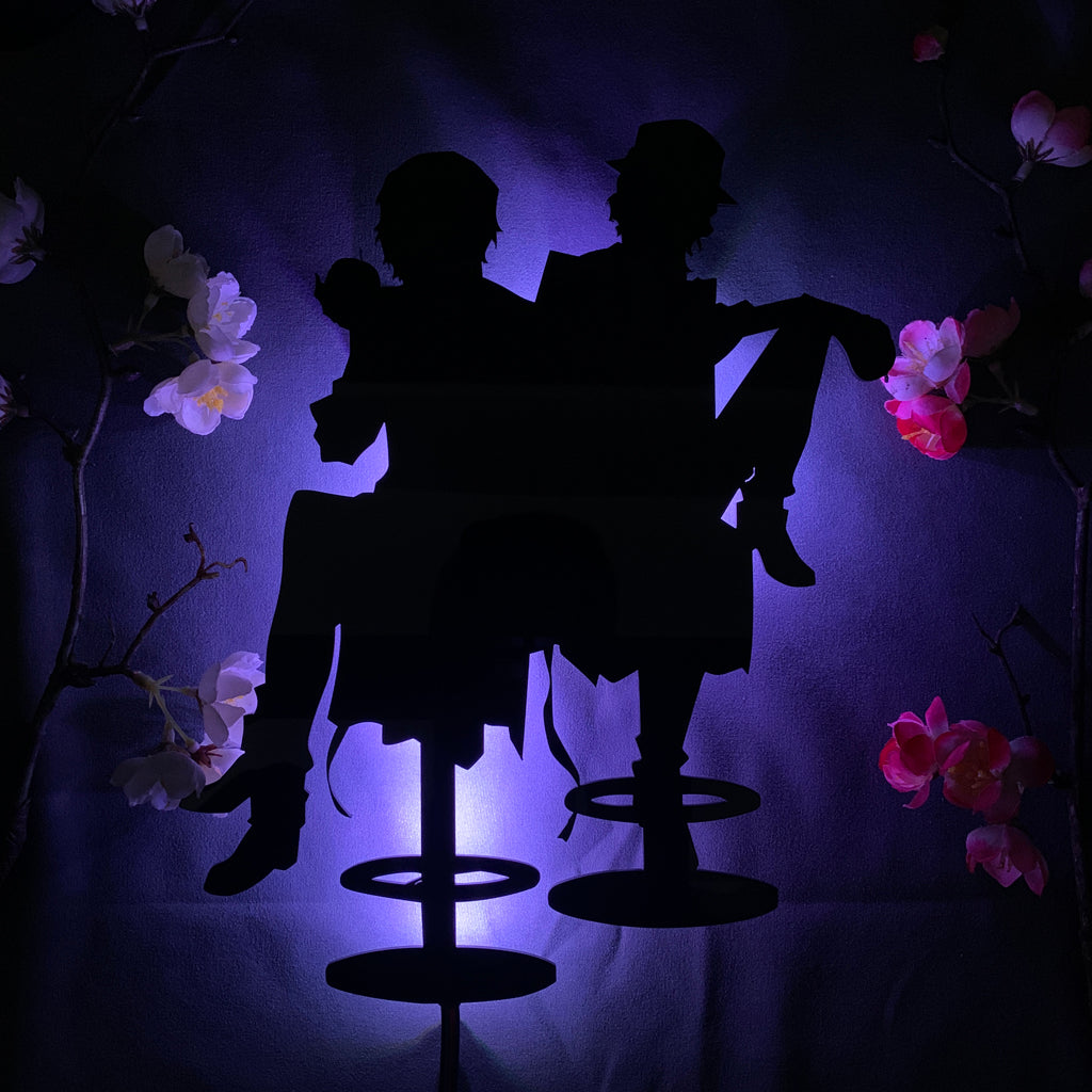 Bungo Stray Dogs Dazai Osamu and Chuuya Nakahara anime silhouette light