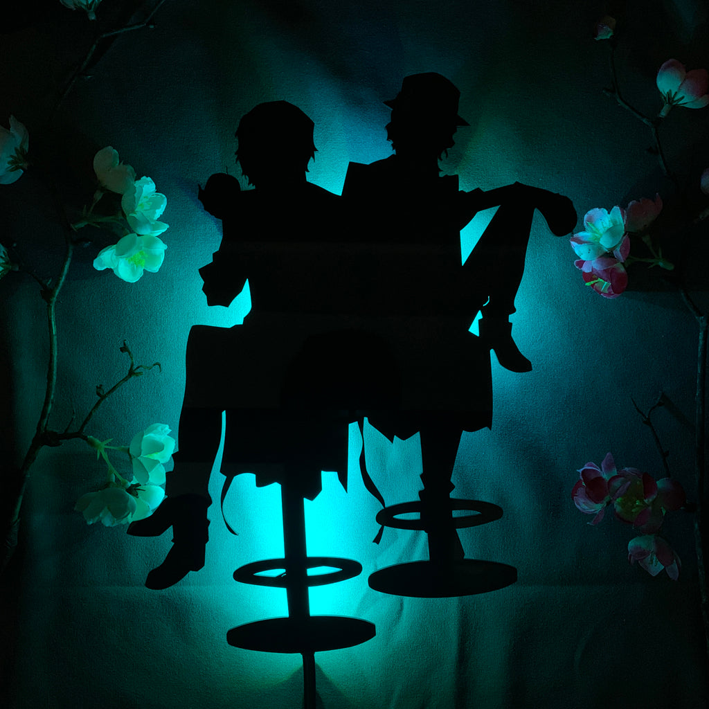 Bungo Stray Dogs Dazai Osamu and Chuuya Nakahara anime silhouette light