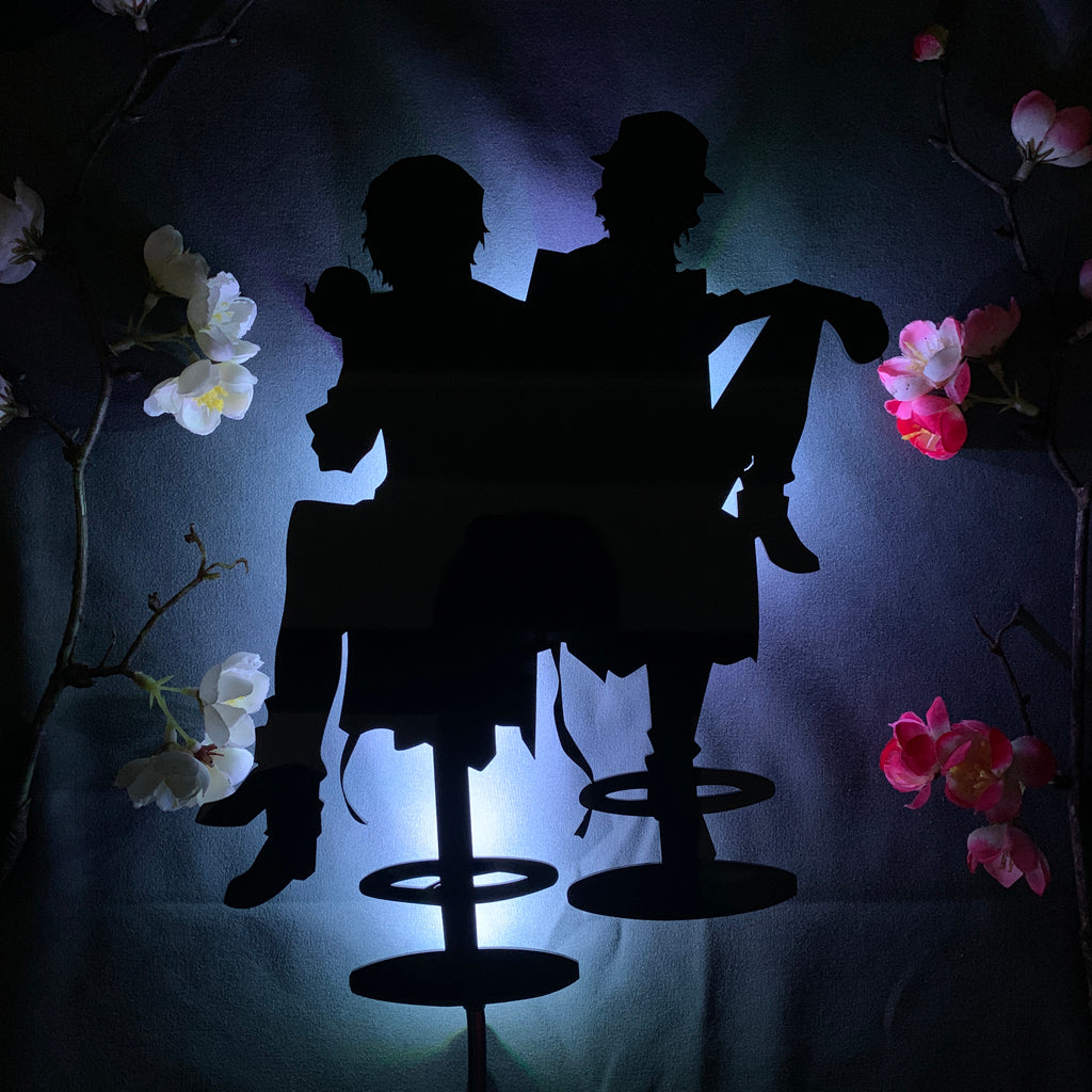 Bungo Stray Dogs Dazai Osamu and Chuuya Nakahara anime silhouette light