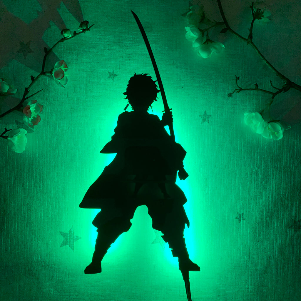 Demon Slayer Tanjiro Kamado anime silhouette light