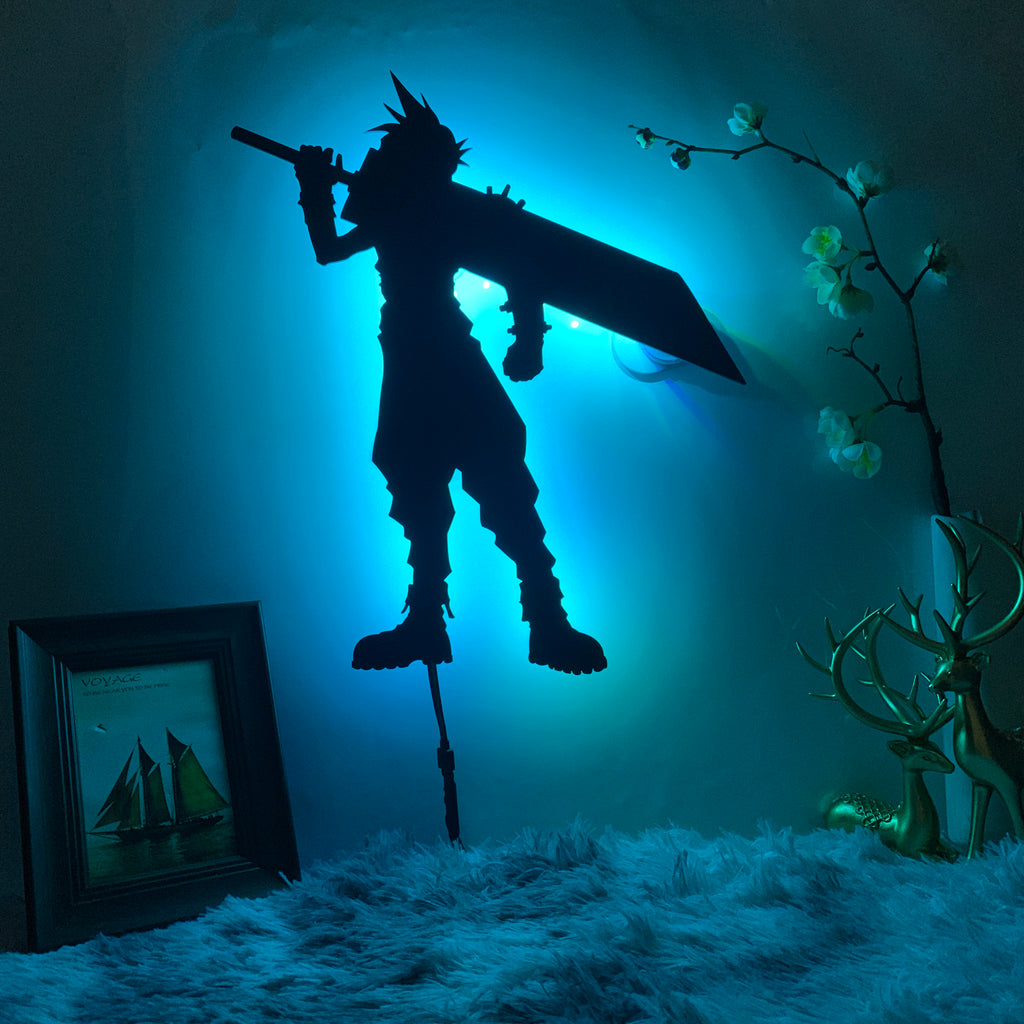 Final Fantasy 7 Cloud Strife gaming silhouette light