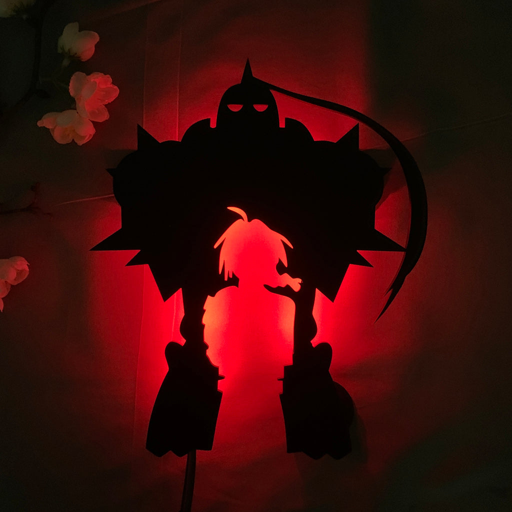 Fullmetal Alchemist Alphonse Elric and Edward Elric anime silhouette light