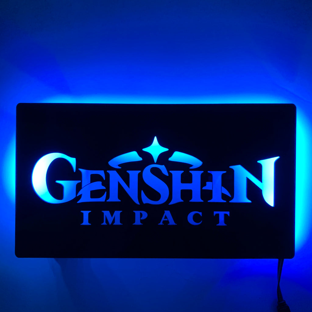 Genshin Impact logo gaming silhouette light