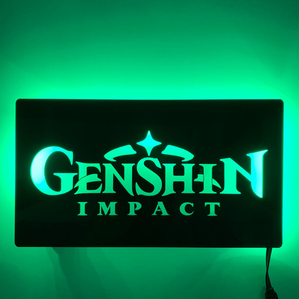 Genshin Impact logo gaming silhouette light