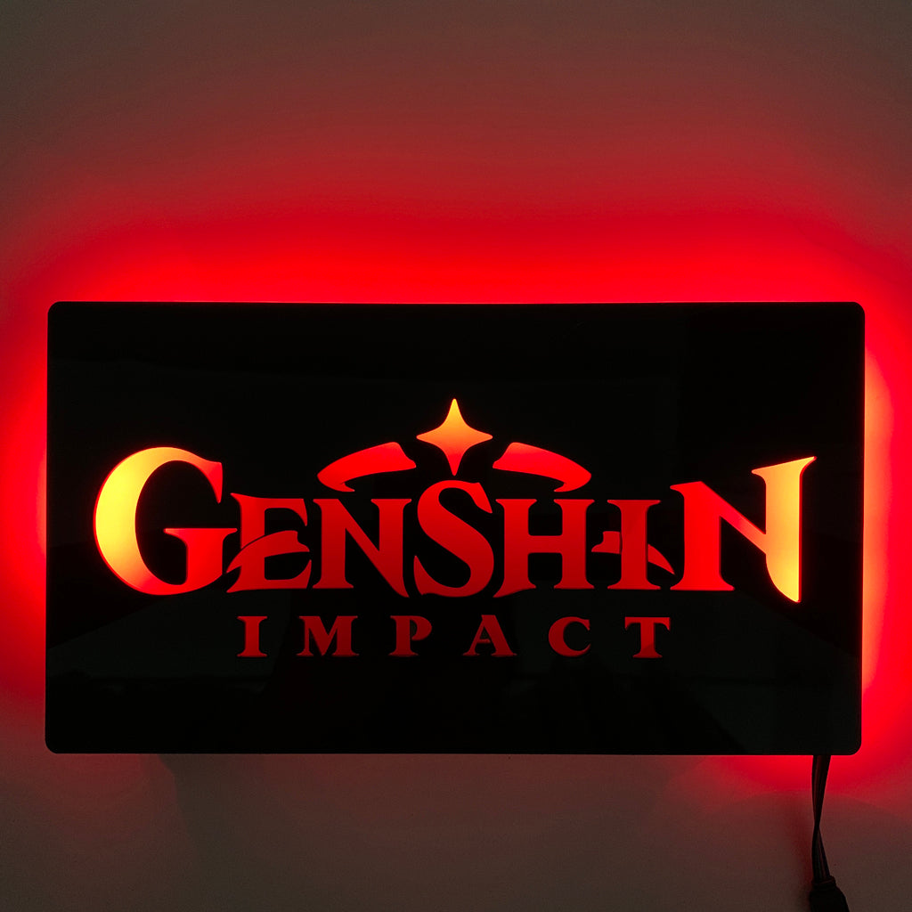 Genshin Impact logo gaming silhouette light