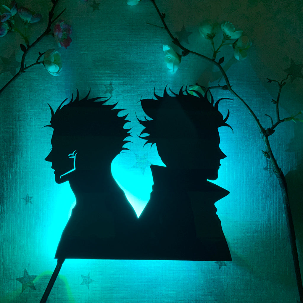 Jujutsu Kaisen Sukuna and Satoru Gojo anime silhouette light