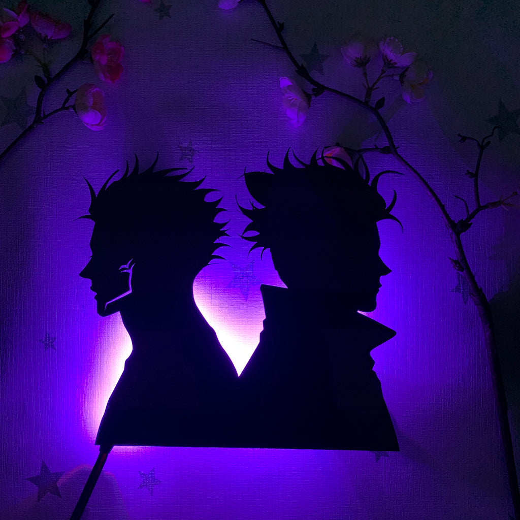 Jujutsu Kaisen Sukuna and Satoru Gojo anime silhouette light