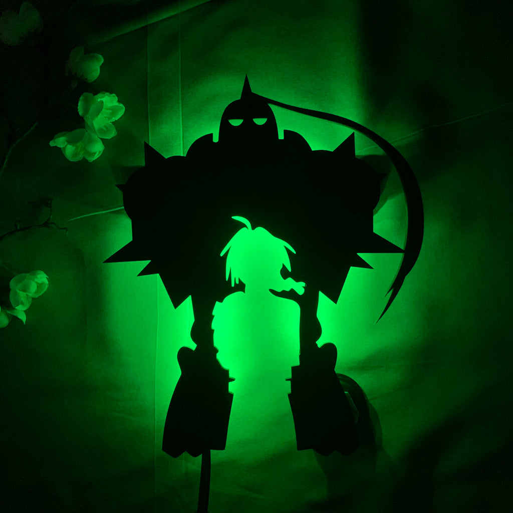 Fullmetal Alchemist Alphonse Elric and Edward Elric anime silhouette light