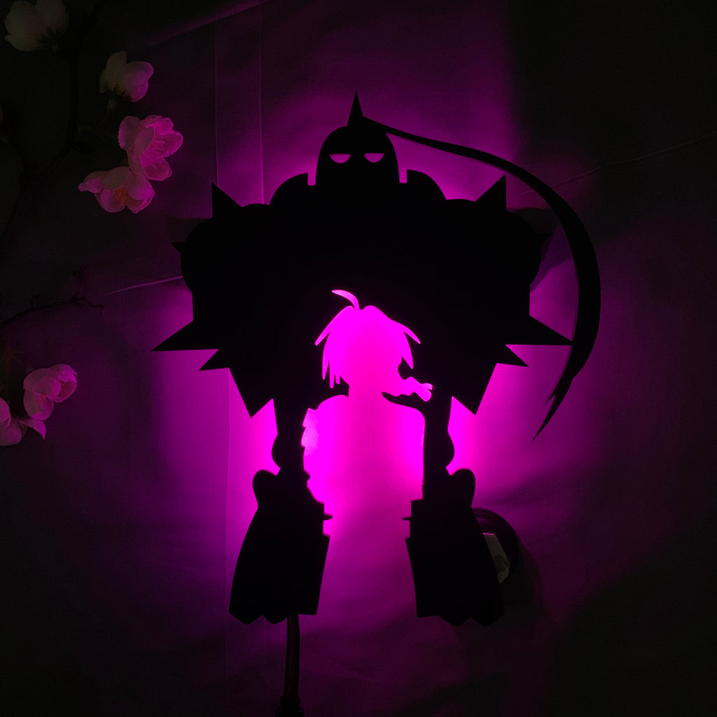 Fullmetal Alchemist Alphonse Elric and Edward Elric anime silhouette light