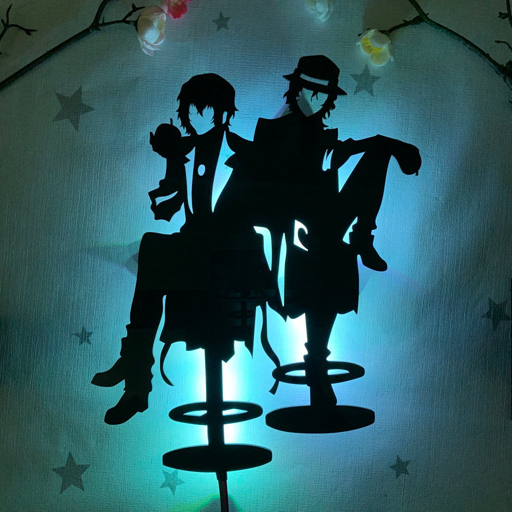 Bungo Stray Dogs Osamu Dazai and Chuuya Nakahara anime silhouette light