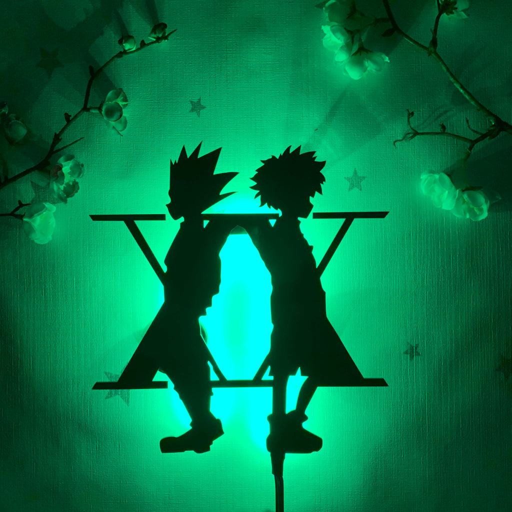 Hunter x Hunter Gon Freecss and Killua Zoldyck anime silhouette light