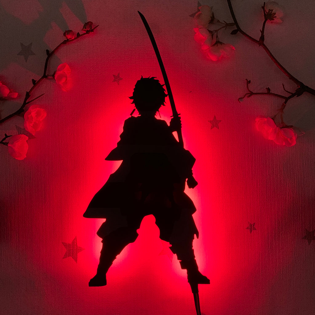 Demon Slayer Tanjiro Kamado anime silhouette light