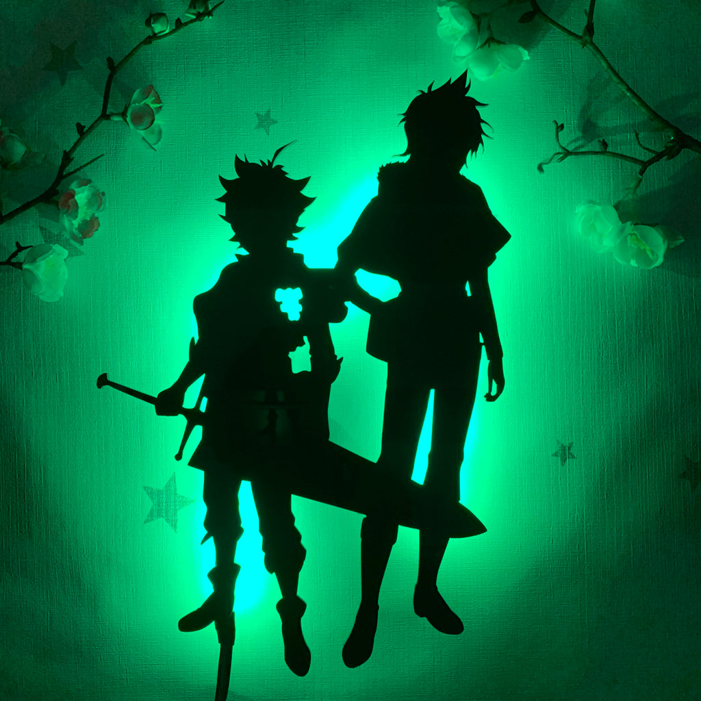 Black Clover Asta and Yuno anime silhouette light