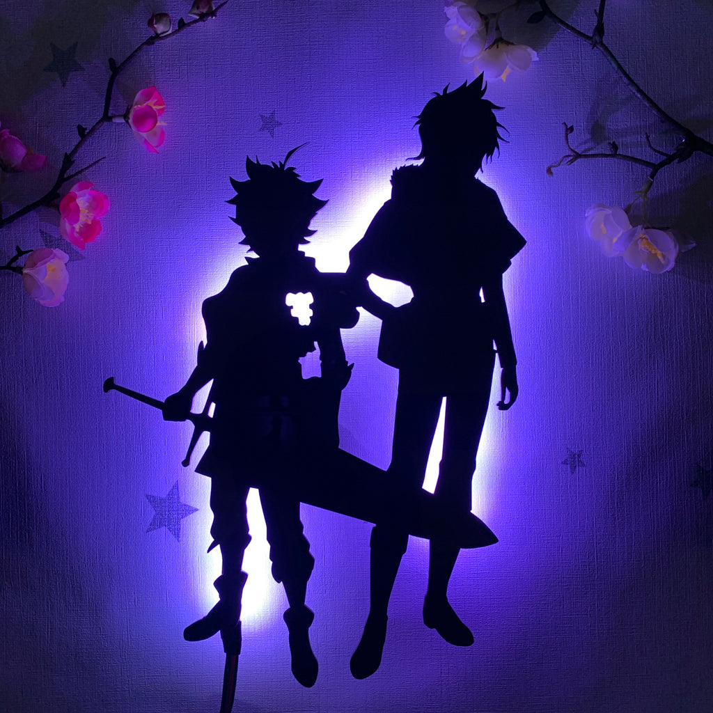 Black Clover Asta and Yuno anime silhouette light