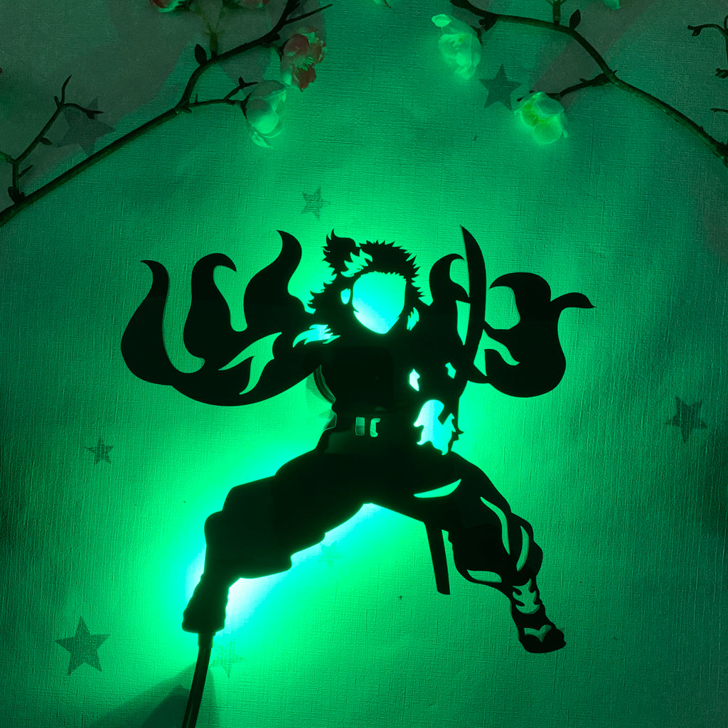 Demon Slayer Rengoku Kyojuro anime silhouette light
