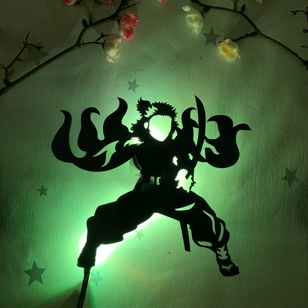 Demon Slayer Rengoku Kyojuro anime silhouette light