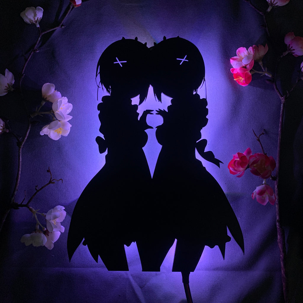 Re:Zero Ram and Rem anime silhouette light