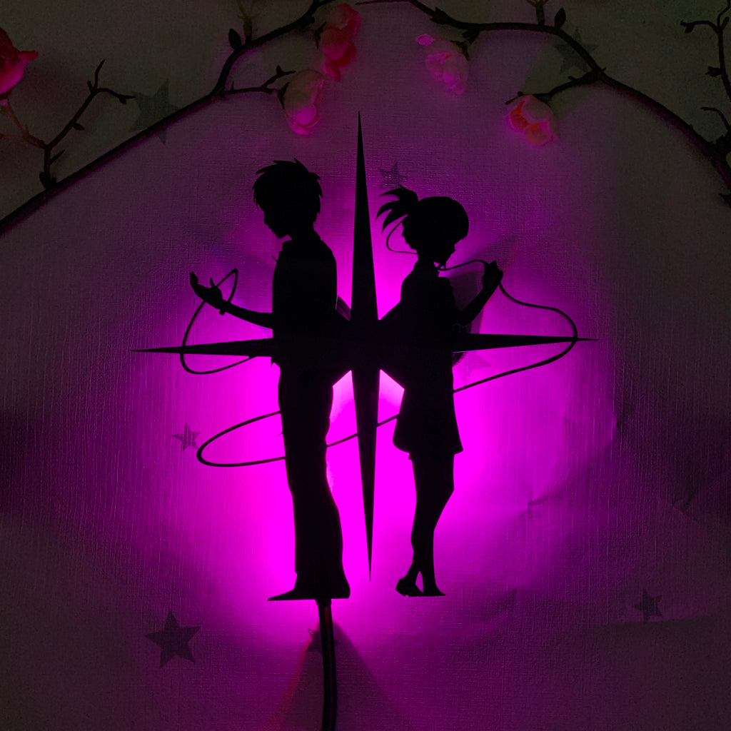 Your Name Kimi no Na wa Taki Tachibana and Mitsuha Miyamizu anime silhouette light