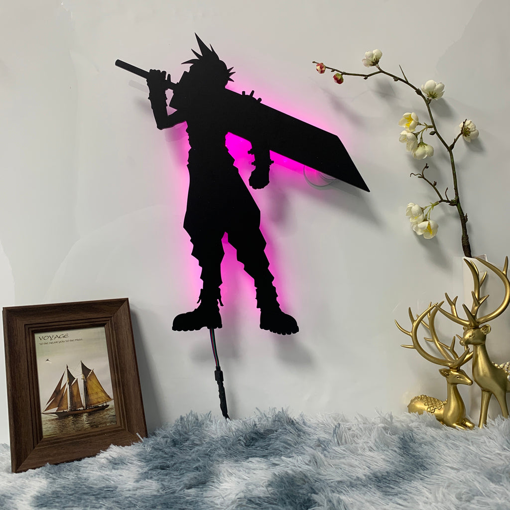 Final Fantasy 7 Cloud Strife gaming silhouette light