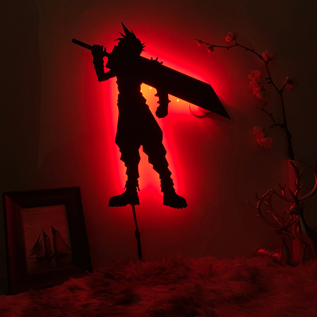 Final Fantasy 7 Cloud Strife gaming silhouette light