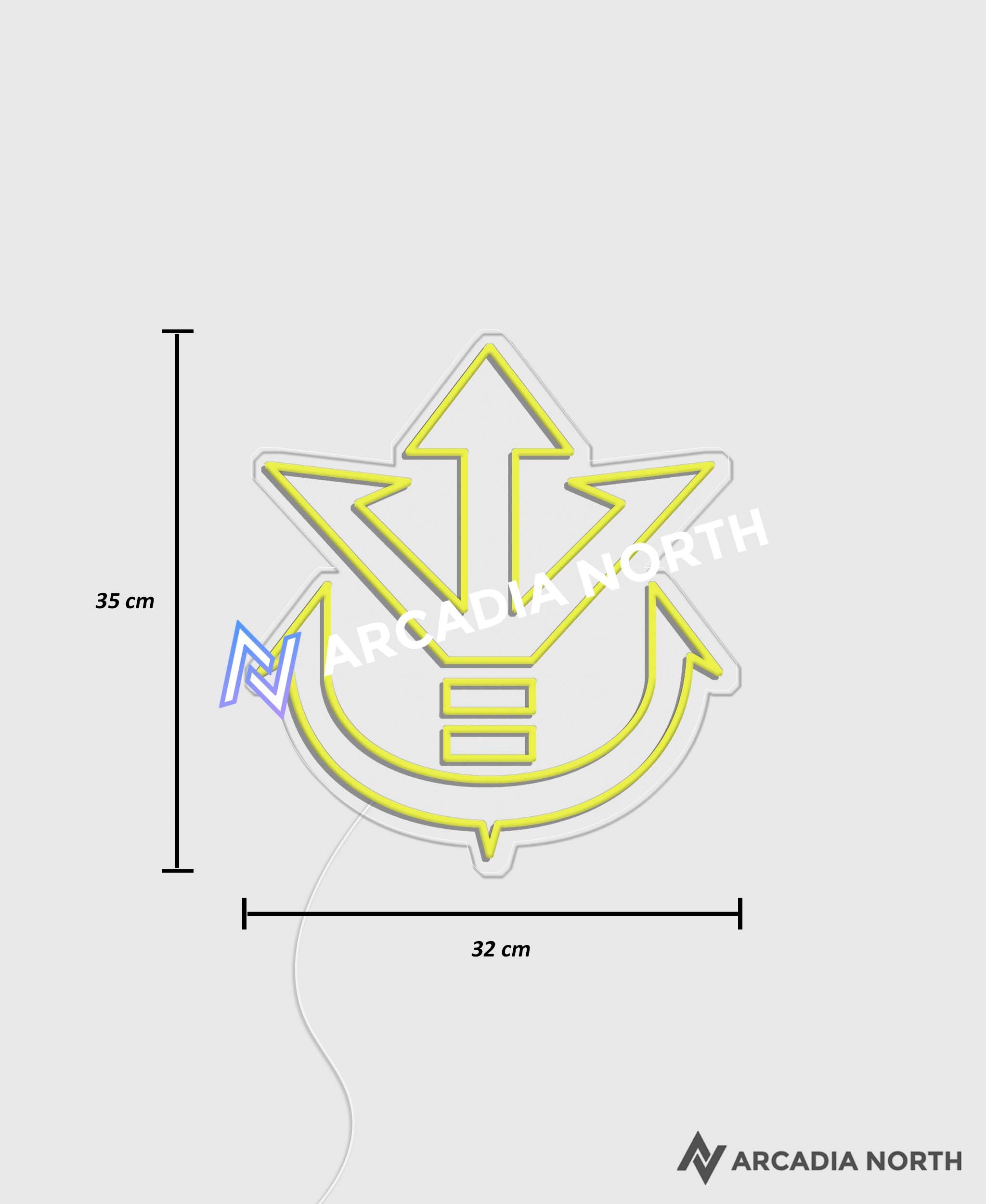Dragon Ball Z Vegeta Saiyan Prince Royal Crest symbol anime neon sign by Arcadia North