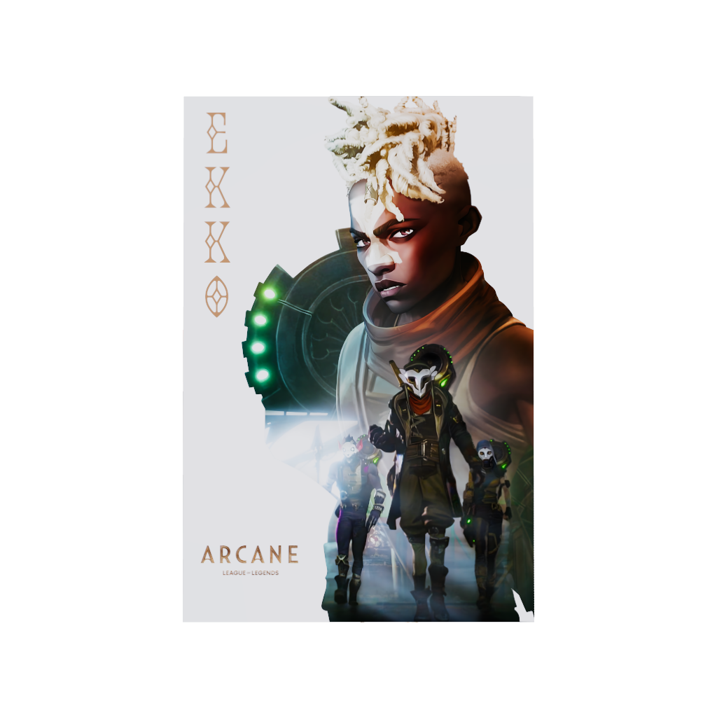 Arcane League of Legends gaming acrylic poster by Arcadia North. Ekko promotional poster. Acrylic wall art printed on acrylic.