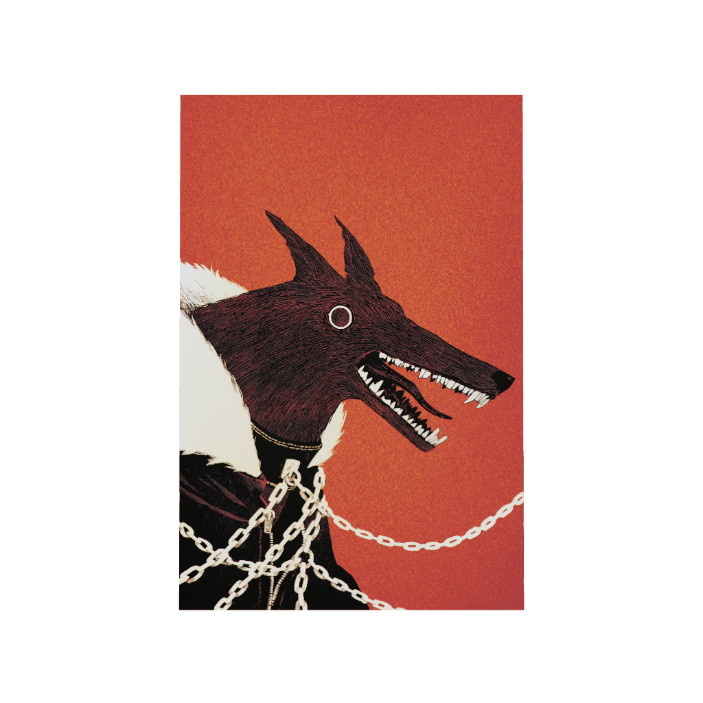 Arcadia North acrylic poster 3D model of a creepy dog-like animal. Hound by Naka. Acrylic wall art printed on acrylic.